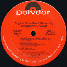 Load image into Gallery viewer, Giorgio Moroder : American Gigolo (Original Soundtrack Recording) (LP, Album, 25 )
