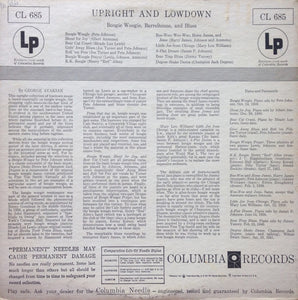 Various : Upright And Lowdown "Boogie Woogie, Barrelhouse, And Blues" (LP, Album, Comp)