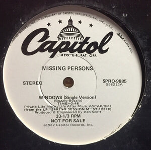 Missing Persons : Windows (12", Promo)