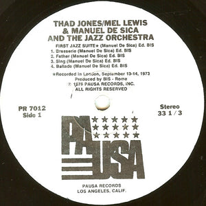 Thad Jones / Mel Lewis* & Manuel De Sica And The Jazz Orchestra : Thad Jones / Mel Lewis & Manuel De Sica And The Jazz Orchestra (LP, Album)