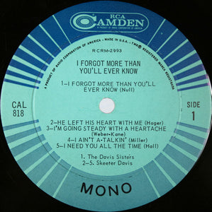 Skeeter Davis : I Forgot More Than You'll Ever Know (LP, Album, Comp, Mono)