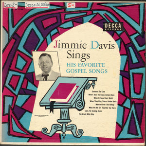 Jimmie Davis With The Anita Kerr Singers : Jimmie Davis Sings His Favorite Gospel Songs (10", Album, Mono)