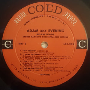 Adam Wade (2) : Adam And Evening (LP, Album, Mono)
