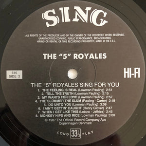 The 5 Royales : Sing For You (LP, Comp, RE)