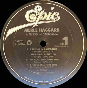 Merle Haggard : A Friend In California (LP, Album, Car)