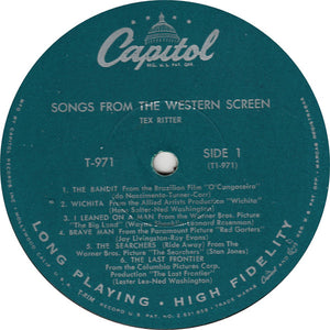 Tex Ritter : Songs From The Western Screen (LP, Album, Mono)