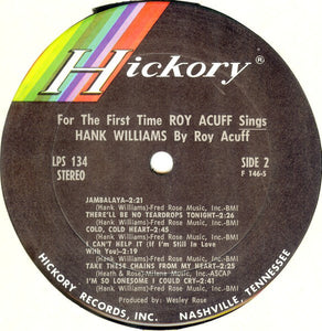 Roy Acuff : Roy Acuff Sings Hank Williams (LP, Album)