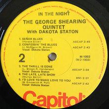 Load image into Gallery viewer, The George Shearing Quintet With Dakota Staton : In The Night (LP, Album, Mono, RE)
