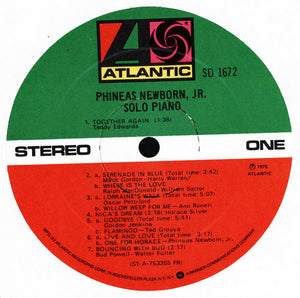 Phineas Newborn, Jr.* : Solo Piano (LP, Album)