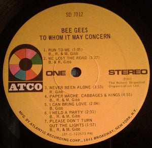 Bee Gees : To Whom It May Concern (LP, Album, Gat)