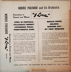 Norrie Paramor And His Orchestra : Sensations In Sounds And Moods I Love (10")