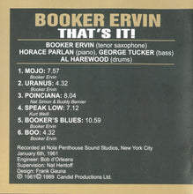 Charger l&#39;image dans la galerie, Booker Ervin : That&#39;s It! (CD, Album, RE)

