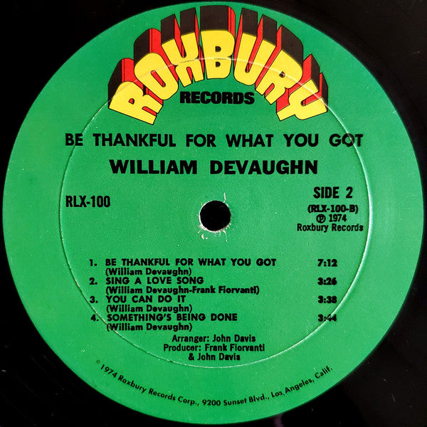 William DeVaughn - Be Thankful For What You Got - LP