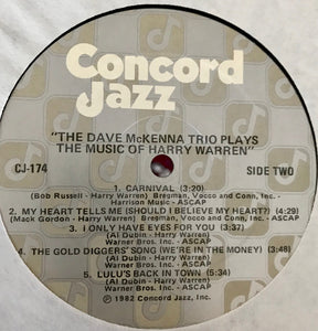 The Dave McKenna Trio : Plays The Music Of Harry Warren (LP, Album)