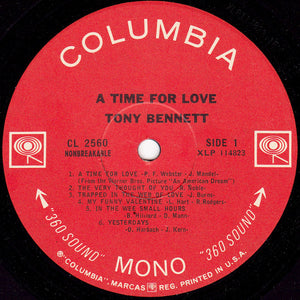 Tony Bennett : A Time For Love (LP, Album, Mono)