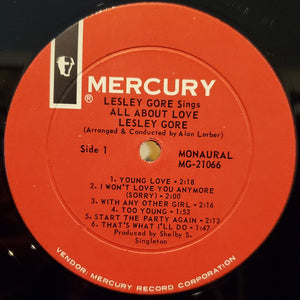 Lesley Gore : Sings All About Love (LP, Album, Mono)