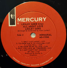 Charger l&#39;image dans la galerie, Lesley Gore : Sings All About Love (LP, Album, Mono)
