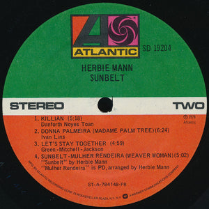 Herbie Mann : Sunbelt (LP, Album, PR )