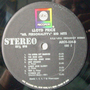 Lloyd Price : "Mr Personality's" 15 Big Hits (LP, Comp, RE)