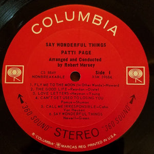 Patti Page : Say Wonderful Things (LP, Album)