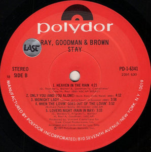 Ray, Goodman & Brown : Stay (LP, Album, Pre)
