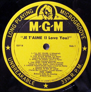 Joni James With Orchestra Conducted By David Terry* : Je T'aime... I Love You (LP, Album, Mono)