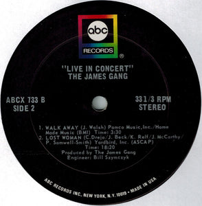James Gang : Live In Concert (LP, Album, RP)