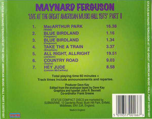 Maynard Ferguson : Live At The Great American Music Hall Part II (CD, Album)