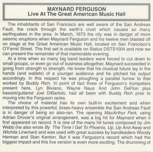 Maynard Ferguson : Live At The Great American Music Hall Part II (CD, Album)