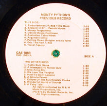 Laden Sie das Bild in den Galerie-Viewer, Monty Python : Monty Python&#39;s Previous Record (LP)
