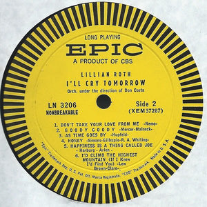 Lillian Roth : I'll Cry Tomorrow (LP, Album)