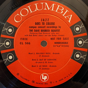The Dave Brubeck Quartet : Jazz Goes To College (LP, Album, Promo)