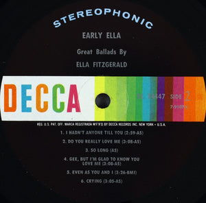 Ella Fitzgerald : Early Ella - Great Ballads By Ella Fitzgerald (LP, Comp)