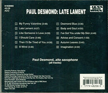 Load image into Gallery viewer, Paul Desmond : Late Lament (CD, Album)
