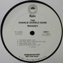 Load image into Gallery viewer, The Charlie Daniels Band : Whiskey (LP, Album, Promo, RE, Pit)
