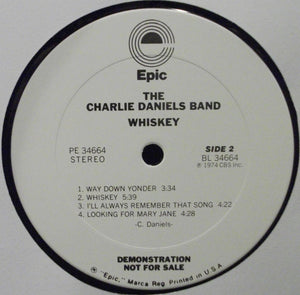 The Charlie Daniels Band : Whiskey (LP, Album, Promo, RE, Pit)