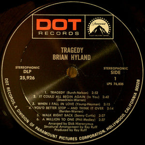Brian Hyland : Tragedy - A Million To One (LP, Album, Mon)