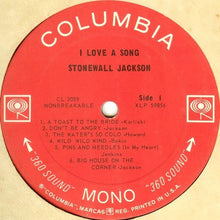 Laden Sie das Bild in den Galerie-Viewer, Stonewall Jackson : I Love A Song (LP, Mono)
