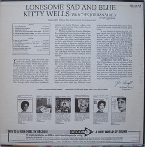 Kitty Wells : Lonesome Sad And Blue (LP, Mono)
