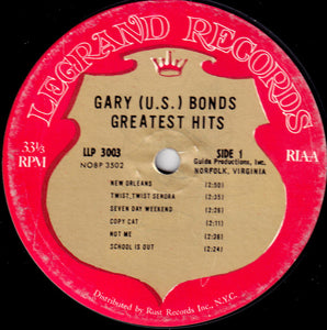 Gary (U. S.) Bonds* : The Greatest Hits Of Gary (U. S.) Bonds (LP, Comp, Mono)