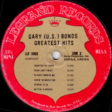 Load image into Gallery viewer, Gary (U. S.) Bonds* : The Greatest Hits Of Gary (U. S.) Bonds (LP, Comp, Mono)
