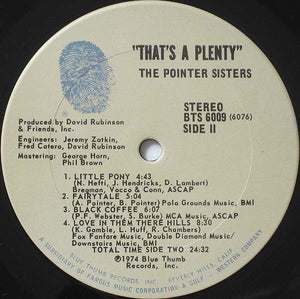 The Pointer Sisters* : That's A Plenty (LP, Album, Ter)