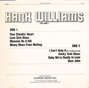 Hank Williams : History Of Country Music Volume I (LP, Comp)