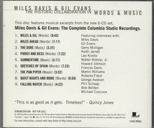 Load image into Gallery viewer, Miles Davis &amp; Gil Evans : The Historic Collaboration In Words &amp; Music (CD, Comp, Promo, Smplr)
