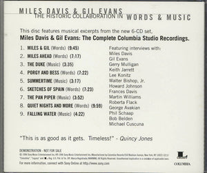 Miles Davis & Gil Evans : The Historic Collaboration In Words & Music (CD, Comp, Promo, Smplr)