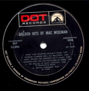 Mac Wiseman : The Golden Hits Of Mac Wiseman (LP, Comp)