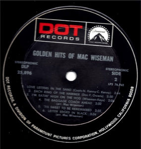 Mac Wiseman : The Golden Hits Of Mac Wiseman (LP, Comp)