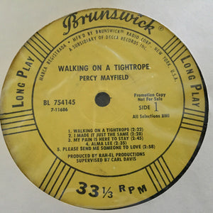 Percy Mayfield : Walking On A Tightrope (LP, Album, Promo)