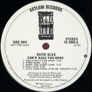 David Blue : Com'n Back For More (LP, Album, Promo, Ter)