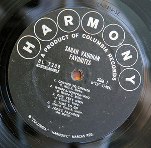 Sarah Vaughan : Favorites (LP, Comp)